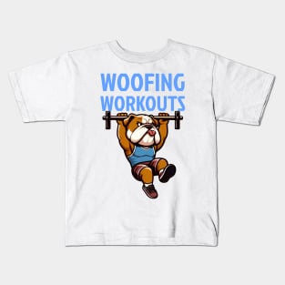 Woofing Workouts: Bulldog's Pull-Up Challenge Kids T-Shirt